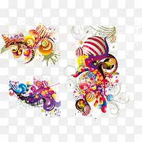 炫彩抽象花纹矢量素材