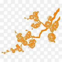 橙色中国风花枝装饰图案