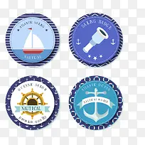 蓝边航海元素徽章