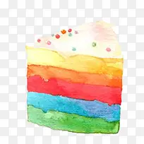 手绘彩色多层蛋糕素材