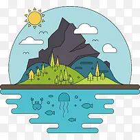 手绘悬浮岛