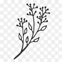 小草枝干水墨简图