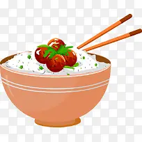 卡通矢量食物食品米饭梅子