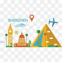 卡通深圳建筑