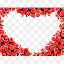 红色鲜花玫瑰爱心边框