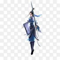 蓝色古典舞剑女士