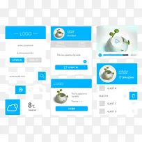 蓝白色ui控件设计合集PSD源文件