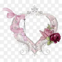 粉色蝴蝶结装饰的粉色网纱边框