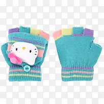 蓝色凯蒂猫毛线手套