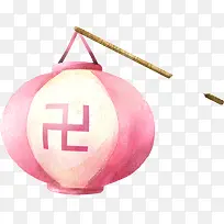 粉色佛祖寺院灯笼造型