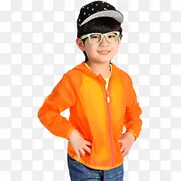 橙黄色防晒服效果男童装