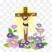 卡通花朵十字架