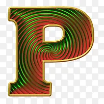 彩金圆圈字母P