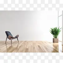 干净的房间椅子和植物
