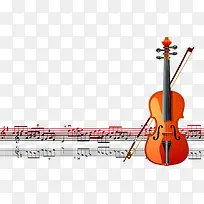 红色矢量小提琴和音谱