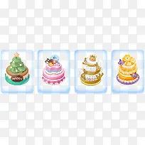 可爱的四色蛋糕背景