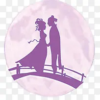 浪漫紫色圆月鹊桥会
