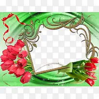 绿色花朵边框PNG图片素材