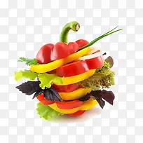 切片的彩色蔬菜元素