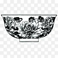 手绘牡丹花纹碗