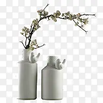 白色简约花瓶植物装饰图案