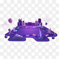 紫色免抠装饰背景素材