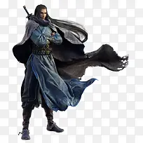 古风立绘披风长剑长发男子