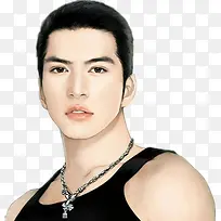 手绘背心短发男子