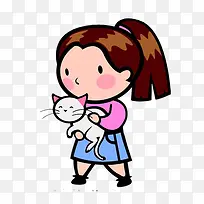 抱猫咪的女孩