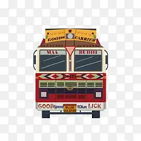 红色印度风的公交车