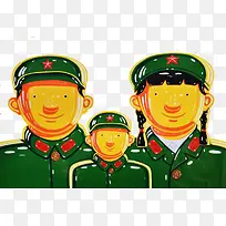 欢乐温馨一家人手绘