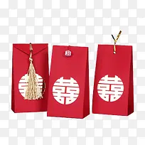 圆形囍字图案礼袋