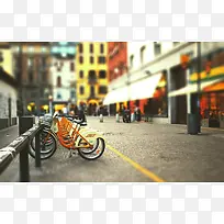 梦幻城市街道自行车