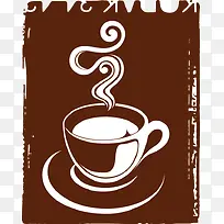 褐色底纹咖啡杯香气图案