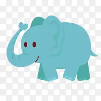 矢量扁平动物蓝色大象