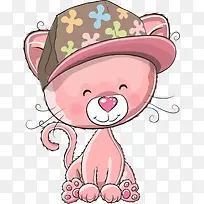 粉色卡通帽子猫咪