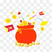 高清创意淘宝店铺装修红色的钱袋