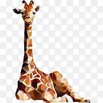 矢量立体折纸长颈鹿
