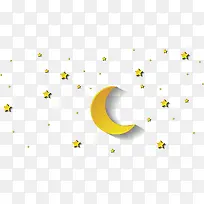 黄色清新月亮星星漂浮素材