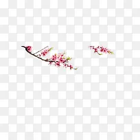 红色樱花树枝花枝素材