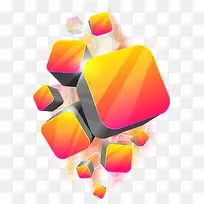 彩色手绘炫光立体方块创意