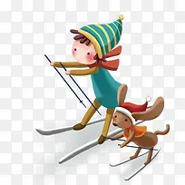 卡通滑雪小人