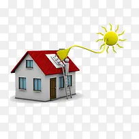房屋上安装太阳能的模型