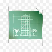 矢量绿色建筑图纸建筑图