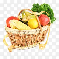 菜市场的新鲜蔬菜篮高清免扣素材