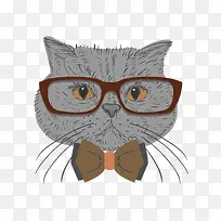 卡通戴眼镜的猫免抠素材