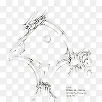 手绘风景线稿