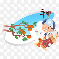 打鼓的小男孩矢量图