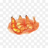 红烧河虾手绘画素材图片