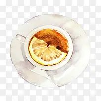 柠檬咖啡手绘画素材图片